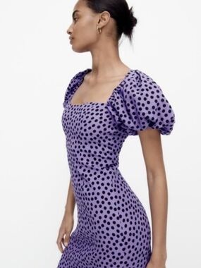 ZARA Purple Polka Dot Puff-Sleeve Dress